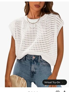 Pretty Garden Lightweight White Knit Shell Top